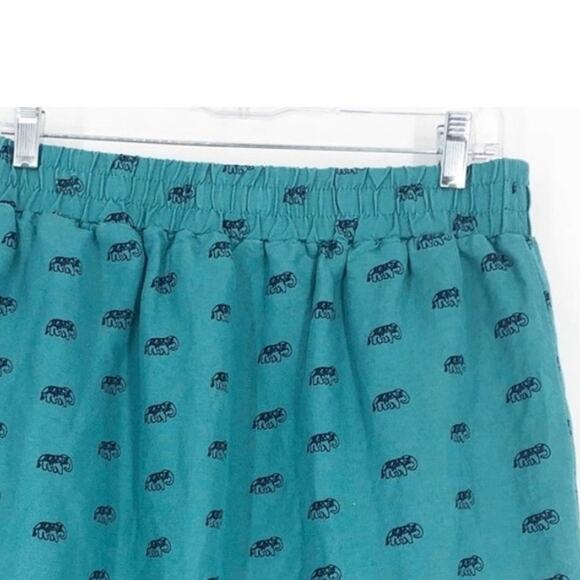 Loft Outlet Teal elephant print skirt Linen Size SP - Picture 1 of 3